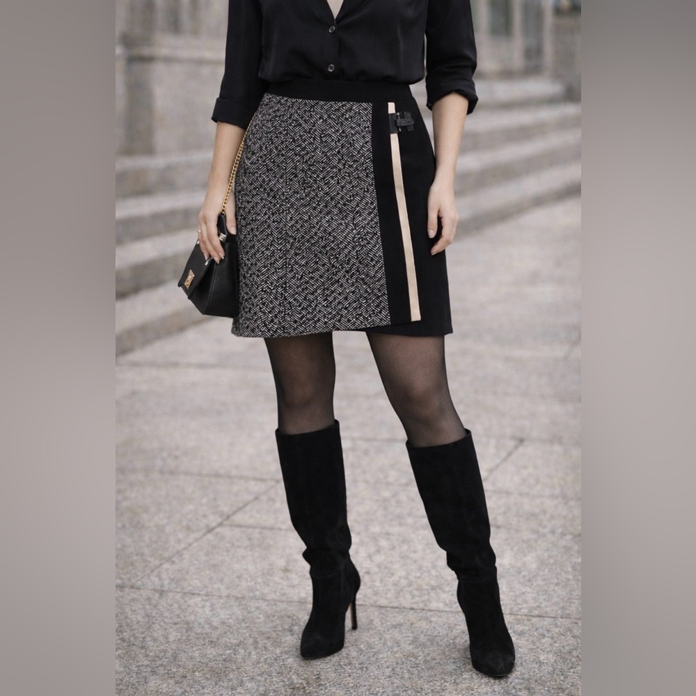 White House Black Market Tweed Wrap Mini Skirt 0 | Asymmetrical Chic Office
